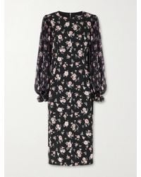 Dolce & Gabbana - Floral-Print Silk-Blend Satin And Chiffon Dress - Lyst