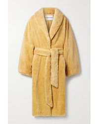 Stand Studio Zoey Belted Wool-blend Coat - Yellow