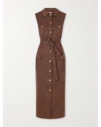Giuliva Heritage - Mary Angel Belted Silk And Linen-Blend Midi Dress - Lyst
