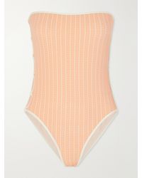 Eres - Golden Embellished Cut-Out Jacquard Swimsuit - Lyst