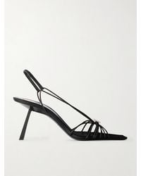 Saint Laurent - Jerry Logo-Embellished Leather Slingback Sandals - Lyst
