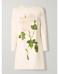 Oscar de la Renta - Floral-Print Wool-Blend Crepe Mini Dress - Lyst