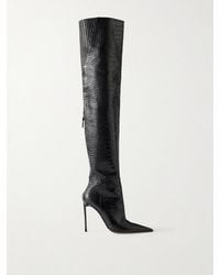 Tom Ford - Croc-Effect Leather Knee Boots - Lyst