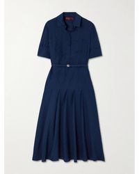 Gucci - Midi-Hemdblusenkleid Aus Seide Mit Jacquard-Muster, Gürtel Und Falten - Lyst