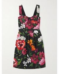Dolce & Gabbana - Minikleid Aus Webstoff Mit Blumenprint - Lyst