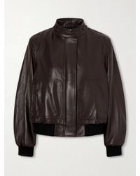 Nour Hammour - Rios Ribbed Leather Bomber Jacket - Lyst