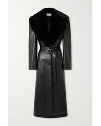 Magda Butrym - Belted Convertible Shearling-trimmed Leather Coat - Lyst