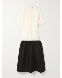 TOTEME - Twinflower Gathered Ribbed-Knit And Wool And Silk-Blend Crepe Midi Dress - Lyst