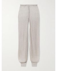 Alaïa - Metallic Open-Knit Wide-Leg Pants - Lyst