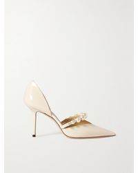 Jimmy Choo - Aurelie 85 Pumps Aus Lackleder Mit Kunstperlen - Lyst