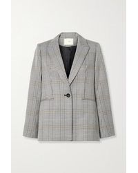 Maje Checked Woven Blazer - Gray
