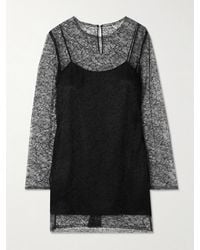 Veronica de Piante - Mabel Lace And Silk-Charmeuse Mini Dress - Lyst