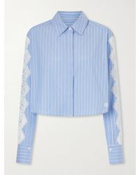 Jonathan Simkhai - Renata Cropped Lace-Trimmed Striped Cotton-Poplin Shirt - Lyst