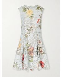 Oscar de la Renta - Floral-Print Lace Mini Dress - Lyst