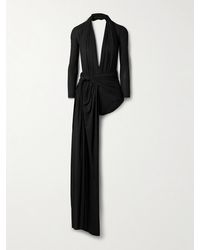 Balenciaga - Draped Ruched Stretch-Jersey Maxi Dress - Lyst