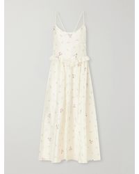 Alessandra Rich - Floral-Print Silk-Taffeta Midi Dress - Lyst