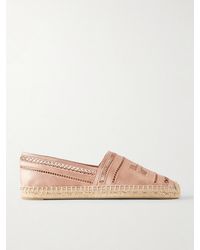 Tory Burch - Open Weave Embroidered Satin Espadrilles - Lyst