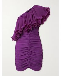 ROTATE BIRGER CHRISTENSEN - Net Sustain One-Shoulder Ruffled Ruched Recycled-Chiffon Mini Dress - Lyst