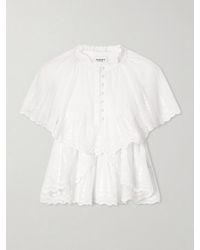 Isabel Marant - Lorna Ruffled Embroidered Cotton Blouse - Lyst