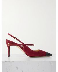 Jennifer Chamandi - Edoardo 85 Patent Leather-Trimmed Suede Slingback Pumps - Lyst