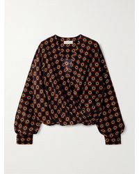 Dries Van Noten - Draped Printed Silk Crepe De Chine Blouse - Lyst
