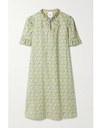 Horror Vacui Elfriede Ruffled Floral-print Cotton-poplin Dress - Yellow