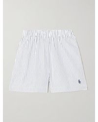 Sporty & Rich - Src Shorts Aus Gestreifter Baumwollpopeline Mit Stickerei - Lyst