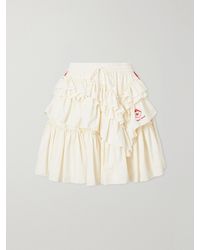 Simone Rocha - Adidas Originals Logo-Embroidered Asymmetric Ruffled Jersey Mini Skirt - Lyst
