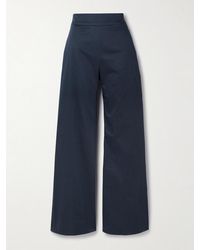 Carolina Herrera - Cotton-Blend Sateen Wide-Leg Pants - Lyst