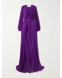 Valentino Garavani - Pleated Silk-Crepe Gown - Lyst