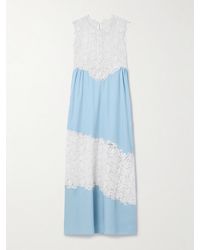 Kika Vargas - Emma Guipure Lace-Trimmed Tencel Lyocell Maxi Dress - Lyst