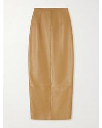 KHAITE - Winton Paneled Leather Midi Skirt - Lyst