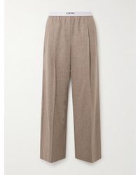 Loewe - Stretch Jacquard-Trimmed Pleated Wool And Cashmere-Blend Straight-Leg Pants - Lyst
