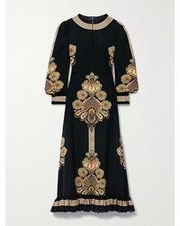 Etro - Midikleid Aus Bedrucktem Stretch-Crêpe Mit Rüschen - Lyst