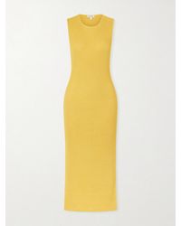 Alaïa - Waffle-Knit Silk Midi Dress - Lyst