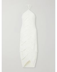 Cult Gaia - Patrizia Bustier Halterneck Tiered Plissé-Satin Midi Dress - Lyst