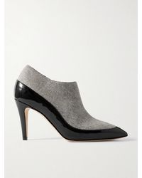 Manolo Blahnik - Archepla 90 Patent-Leather Trimmed Wool Point-Toe Ankle Boots - Lyst