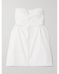 Kika Vargas - Fiona Strapless Faux Pearl-Embellished Twisted Twill Mini Dress - Lyst