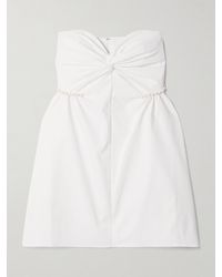 Kika Vargas - Fiona Strapless Faux Pearl-Embellished Twisted Twill Mini Dress - Lyst