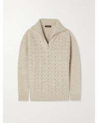 Loro Piana - Cable-Knit Baby Cashmere Half-Zip Sweater - Lyst