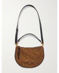 Isabel Marant - Oskan Soft Schultertasche Aus Veloursleder Mit Leopardenprint Und Lederbesätzen - Lyst