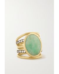 Sylva & Cie Ring Aus 18 Karat Gold Mit Jade Und Diamanten - Blau