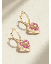 Roxanne First - Heart Creolen Aus 14 Karat Mit Saphiren Und Diamanten - Lyst