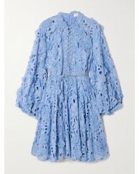 Zimmermann - Patience Appliquéd Broderie Anglaise Cotton Mini Dress - Lyst
