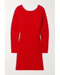 Christopher Kane Embellished Cutout Ribbed Wool And Cashmere-blend Mini Dress - Red