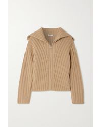 Vince Ribbed Wool And Cashmere-blend Cardigan - Multicolor