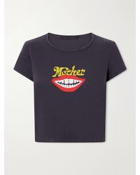 Mother - The Itty Bitty Ringer Cropped Printed Cotton-Jersey T-Shirt - Lyst