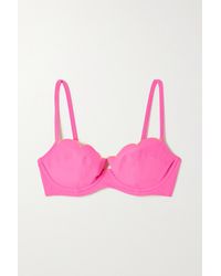 Agent Provocateur Lorna Scalloped Embroidered Neon Underwired Bikini Top - Pink