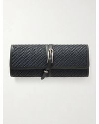 Liffner - Belted Leather-Trimmed Raffia Clutch - Lyst