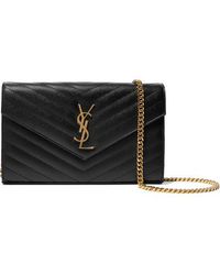 Saint Laurent Monogramme Mini Quilted Textured-leather Shoulder Bag - Black